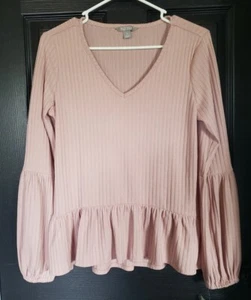 NWT Falls Creek Women's pink ruffle balloon sleeve top shirt size Small - Picture 1 of 4