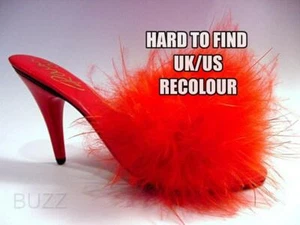 Va Va Voom Limited Ed. Fluffy RED 1950 Vixen Marabou Mule Just The Right Shoe - Picture 1 of 3