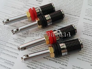 4x HIFI Carbon Fiber Copper Rhodium Speaker AmpTerminal Binding Post Long  - Picture 1 of 5