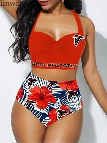 Atlanta Falcons Swimsuit High Waist Bikini Set Swimwear Bathing Wears Beachwear Cover