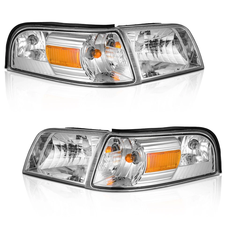 WEELMOTO Pair Headlights+Turn signal For 2006-2011 Mercury Grand Marquis Chrome - Image 1 of 4