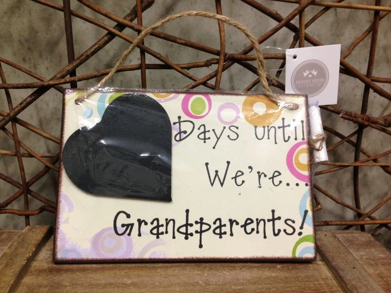 Heaven Sends 'Days until we're Grandparents' chalkboard sign 18cm - Image 1 of 1