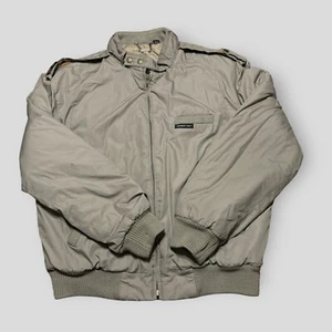 Members Only Jacket Mens 40 Tan Khaki Iconic Racer Bomber Retro Vintage Coat - Picture 1 of 11