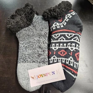 Joyspun Women's KNITTED BLACK & GRAY 2 PACK Ankle SLIPPER SOCKS Size 4-10 NEW - Picture 1 of 2