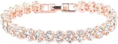 Women's 6.6" Cubic Zircon Rhinestone Inlaid Plated Bracelet Rose Gold - Image 1 of 4