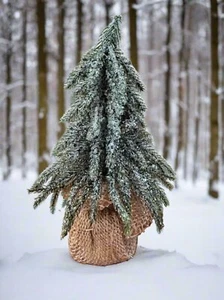 Primitive Christmas Sparkle Pine Tree, 8" Burlap Base - Picture 1 of 2