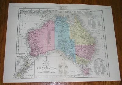 1868 ORIGINAL ANTIQUE MAP OF AUSTRALIA / MELBOURNE SYDNEY PERTH / NEW ZEALAND - Image 1 of 4