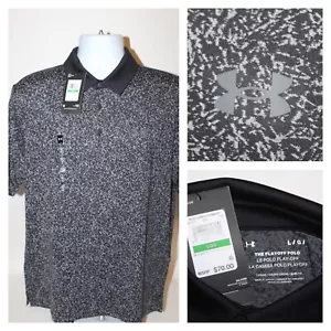 NWT $70 Mens Under Armour 3.0 Coral Jacquard Playoff Polo Golf UPF Shirt Size L - Picture 1 of 8