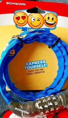 Bicycle Combo Lock school Steel Cable emojis combination childrens christmas - Image 1 of 4
