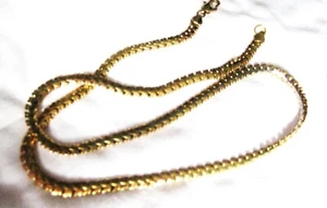 Cadena de eslabones cubanos planos chapados en oro amarillo de 14K de 5 mm 24" de largo vtage viene en caja de regalo - Imagen 1 de 2