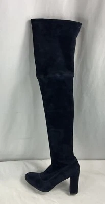 Barneys New York Ove the Knee Botas de Gamuza Azul 37 Lateral Tobillo Cremallera Pierna Ajustada Foto 1 de 4