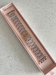MICHELE Pink Silicone Wrapped Rose Gold Stainless Steel Apple Watch Bracelet - Picture 1 of 2