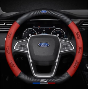 15" PU Leather+Carbon fiber Steering Wheel Cover For 1901-2025 Ford All models - Picture 1 of 16