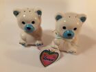 Salt & Pepper Shaker White Teddy Bears Ribbons New With Tag Vintage 1992 Loomco