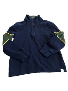 GAP Boys Sweater Navy Blue w / Stripes Sz Small 6/7 Quarter Zip - Picture 1 of 5