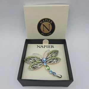 Napier signierte Libelle Brosche silber bunt Emaille Strass Vintage - Bild 1 von 6