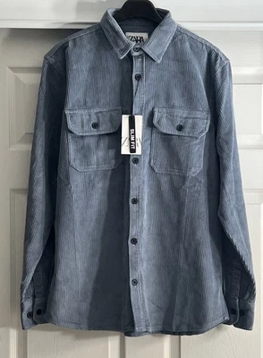 Zara Corduroy Over Shirt Sz XL NWT Light Blue - Image 1 of 4