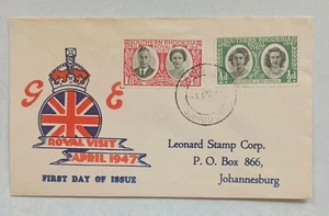 Southern Rhodesia - 1947 Royal Visit First Day Cover, Leonard Stamp co, S Afric - Picture 1 of 1