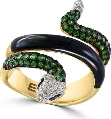 Anillo bobina serpiente tsavorita y diamantes de oro 14K EFFY talla 7 Foto 1 de 4