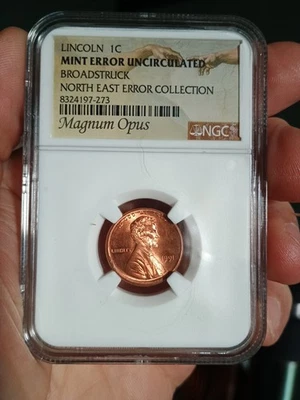 1991 Lincoln 1C Mint Era Uncirculated, Broadstruck Northeast Error Collection. - Image 1 of 2