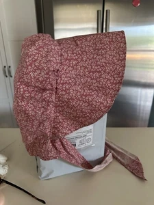 Vintage Antique Ladies Bonnet, Rose Floral Print, Cotton Grandma Cottage Prairie - Picture 1 of 4