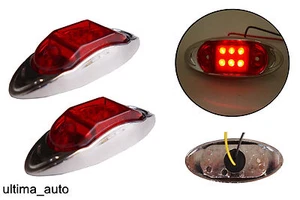 2 pcs 24V 6 LED Side Rear Chrome Marker Red Lights for Scania Man Daf Iveco - Picture 1 of 1