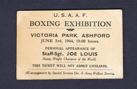 1944 World Heavyweight Champion Sgt JOE LOUIS WW II UK boxing exhibition ticket Cover