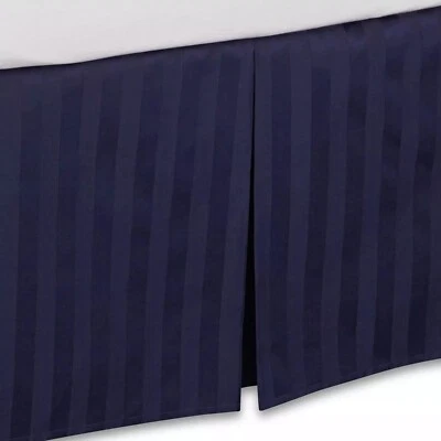 new Wamsutta 500 TC 100% Pimacott Cotton Cal King Bedskirt in NAVY BLUE STRIPE - Image 1 of 4