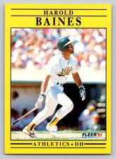 1991 Fleer #2 Harold Baines Oakland A's Baseball