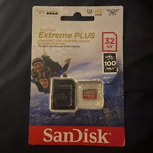 SanDisk Extreme Plus 32GB Micro SDHC SD 100MB/s 667x UHS-I with Adapter 4K UHD - Picture 1 of 1