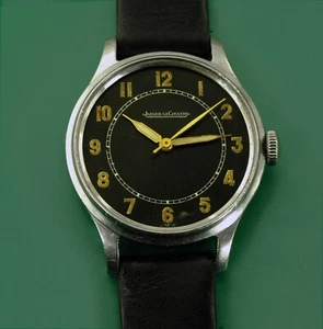 Vintage 40's Jaeger Le Coultre Original BLACK Dial Men's Military Type Watch - Picture 1 of 8