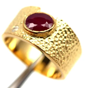 Gemstone 6 x 8 MM. Red Ruby & White Zircon Jewelry Ring 925 Silver Size 9.25 - Picture 1 of 4