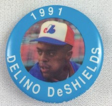 MLB 1991 MLBPA Photo Button Pin - Montreal Expos - Delino DeShields