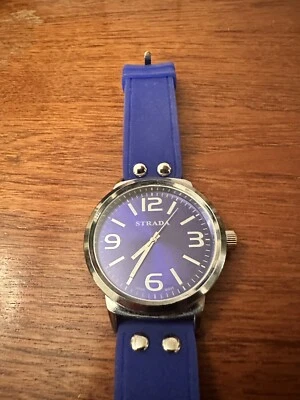 Reloj japonés Strada súper elegante correa de silicona azul cobalto cara de gran tamaño Foto 1 de 2