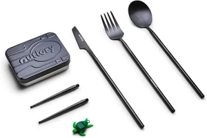 Outlery Full Set | Portable & Reusable Stainless Steel Travel Cutlery Set. Black - Picture 1 of 8