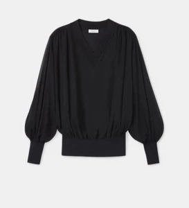 LAFAYETTE 148 NEW YORK Ives Bluse aus Seide Georgette Gr. S schwarz - Bild 1 von 12