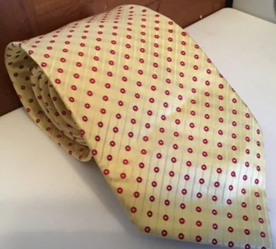 Corbata clásica Steven Land para hombre 100 % seda amarilla con geométrica 4" con usada en excelente estado Foto 1 de 4