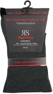 10 Paar RS. Harmony 11120 Gesundheitssocken o.G. Gummi SCHWARZ ANTH 35-38, 39-42 - Picture 1 of 2