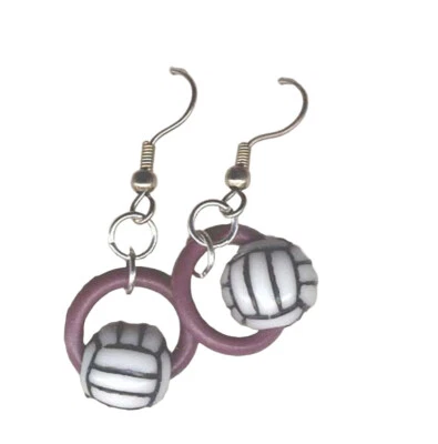 Funky волейбол бусина серьги рефери команды тренер новинка костюм ювелирных изделий фиолетовый - Изображение 1 из 2