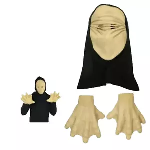 3 Stück gesichtslose Gesichtsmaske mit Kapuze & Netzhandschuhe Hände Erwachsene Latex Halloween Kostüm - Bild 1 von 4