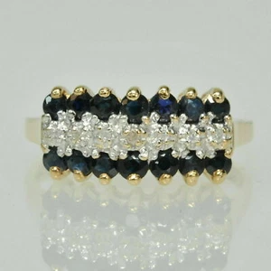 1.50 Ct Round Natural Blue Sapphire & CZ Diamond Ring 925 Sterling Silver Plated - Picture 1 of 8