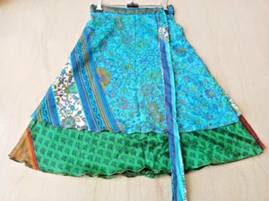 Maxi Falda Envolvente Mágica Tobillo Regular Vintage Seda Sari Bohemain Falda Hecha a Mano - Imagen 1 de 7
