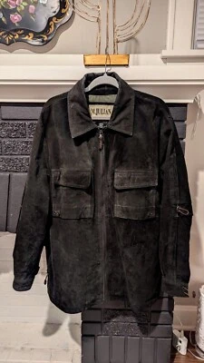 Vintage Wilson's M. Julian Suede Leather Jacket Men's Medium Black Drawstring - Image 1 of 4