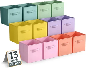 13 Inch Storage Bins - Sturdy Collapsible Fabric Storage Cubes with Handle - 12 - Picture 1 of 6