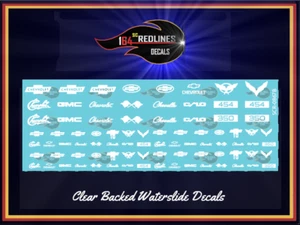 1/64 "Chevrolet" Assorted All White Emblems Decal SCR-0867B - Picture 1 of 3