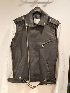 Pierre balmain Two-tone Asymmetrical Zip Moti Leather Sleeve Jacket Sz46 - Picture 1 of 11