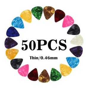 Guitar Picks Thin Light Soft Gauge Assorted Pearl Variety Pack Celluloid - 50... - Picture 1 of 8