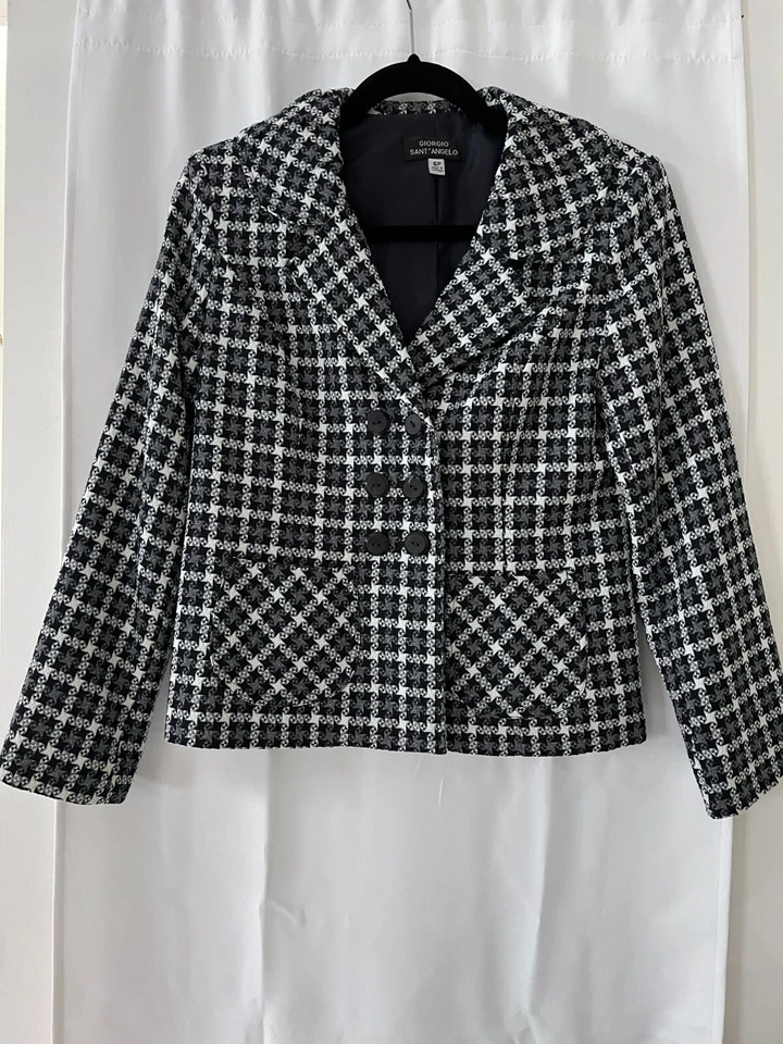 Giorgio Sant'Angelo женщин темно-синий/серый/белый узор куртка + юбка комплект размер 6P  - Изображение 1 из 4