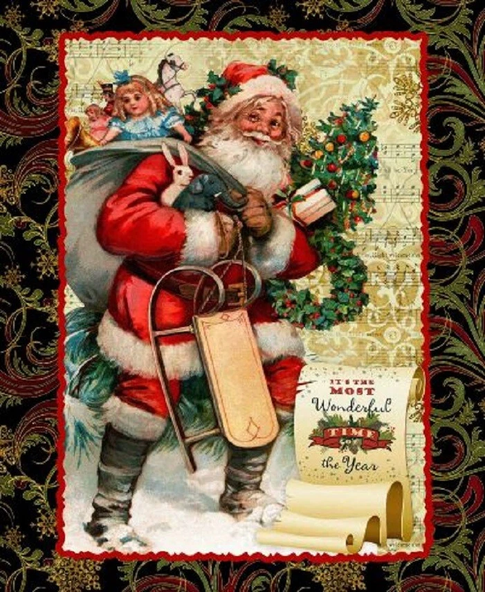 Springs ~ CP69524 Victorian Santa Christmas ~ 100% Cotton Fabric 36" Quilt Panel - Image 1 of 1