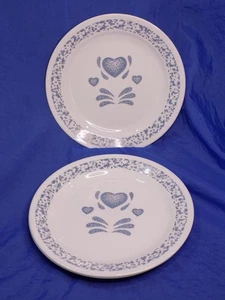 Corelle BLUE HEARTS Pattern 7" Salad Plates x3 by Corning Discontinued - Picture 1 of 6